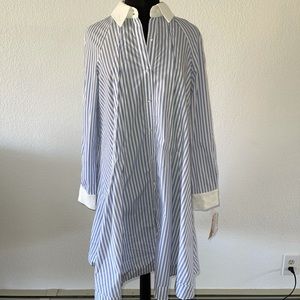 NWT Hope & Harlow Blue Stripe Shirt Dress Size 10